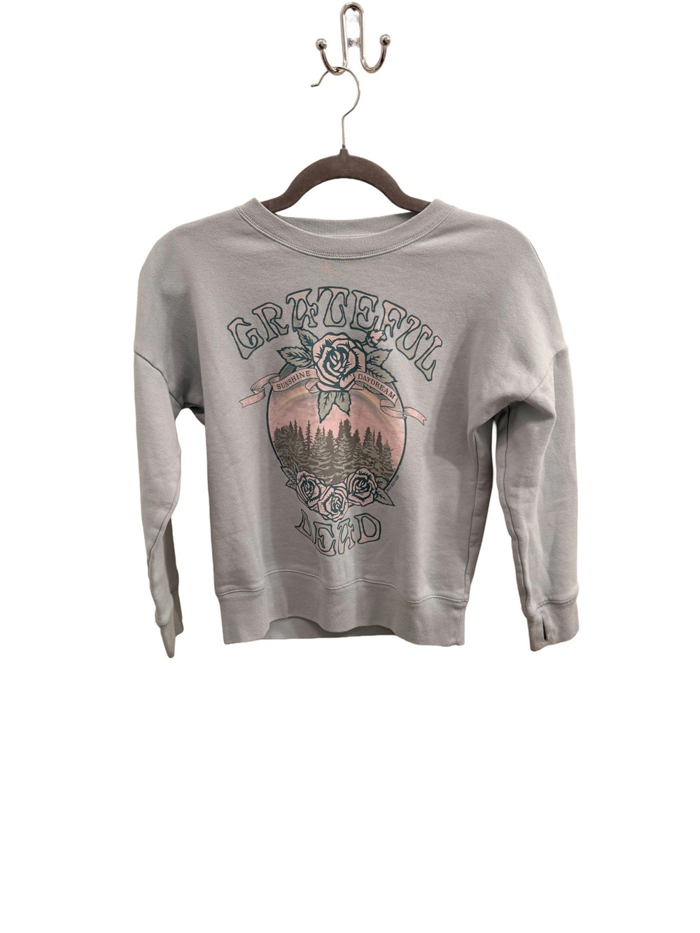 Abercrombie & Fitch Girls Grateful Dead Graphic Crewneck Sweatshirt - Light Gray